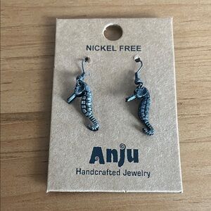 Anju Pewter Drop Seahorse Earrings